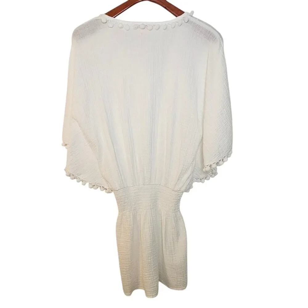 Lilly Pulitzer White Amaury Embroidered V-Neck Beach Cover-up